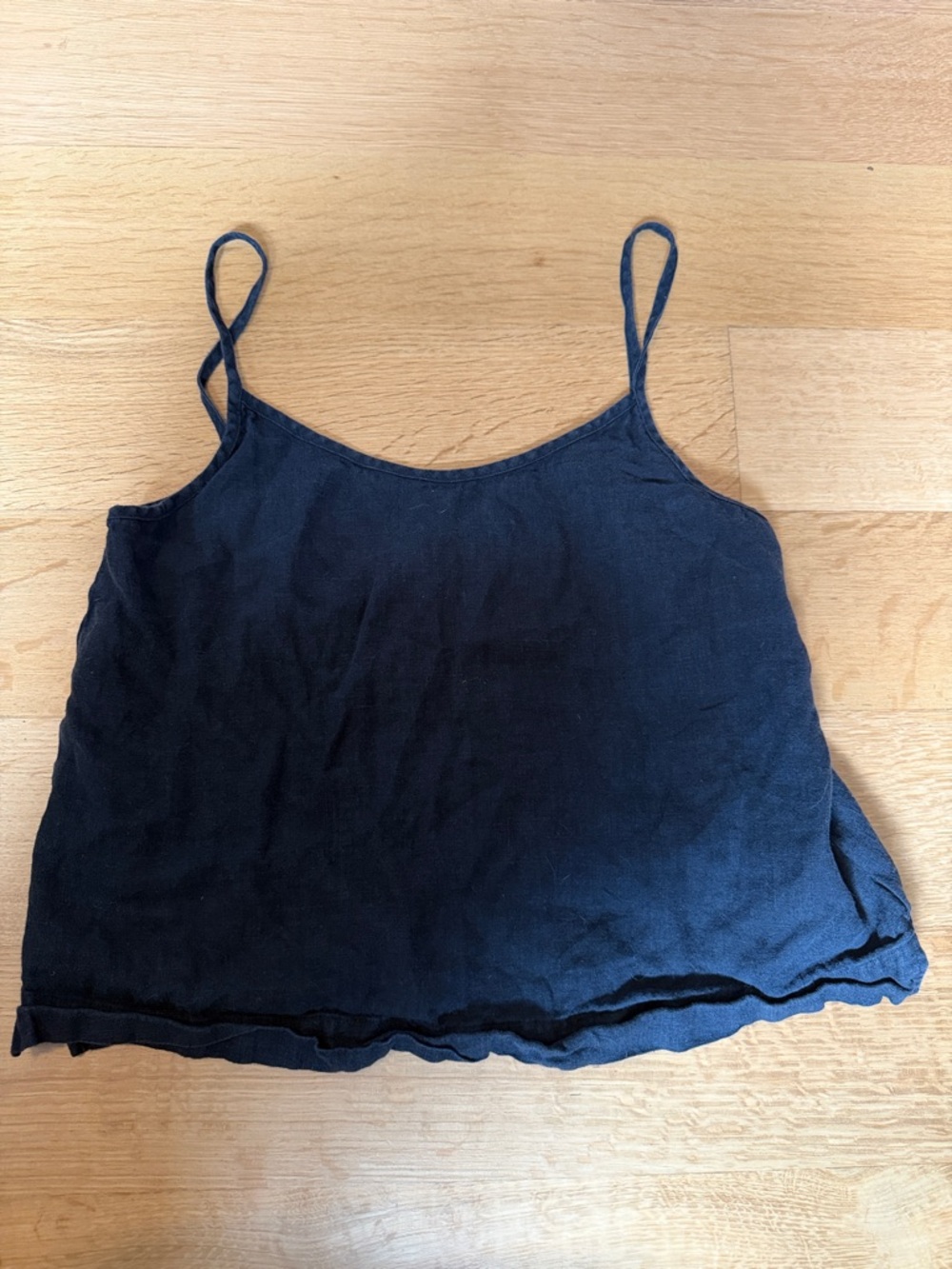 Classic Black Linen Spaghetti-Strap Camisole
